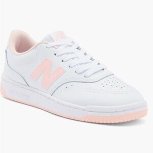 New Balance 80 White and Pink Casual Sneakers